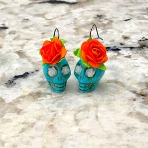 Sugar Skull Turquoise Earrings